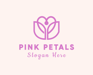 Heart Tulip Flower logo design