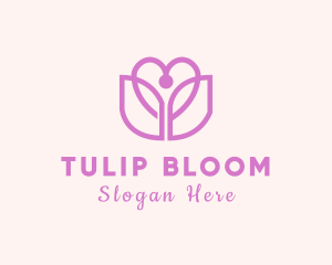 Heart Tulip Flower logo