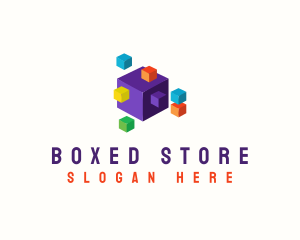 Cube Pixel Block logo design