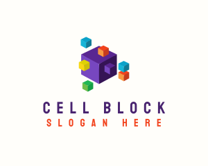 Cube Pixel Block logo design