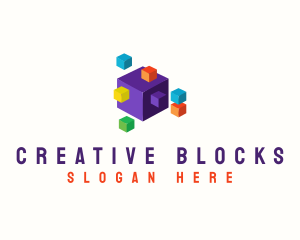 Cube Pixel Block logo design