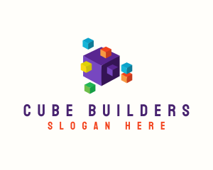 Cube Pixel Block logo design