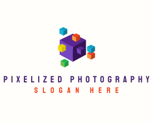 Cube Pixel Block logo design