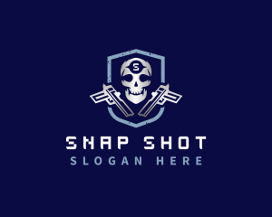 Skull Pistol Shield logo design