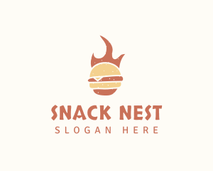 Fire Burger Food logo design