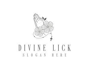 Floral Prayer Rosary logo design