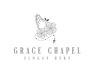 Floral Prayer Rosary logo design