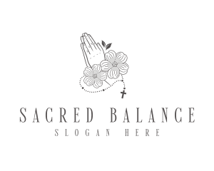 Floral Prayer Rosary logo design