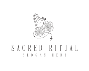 Floral Prayer Rosary logo design