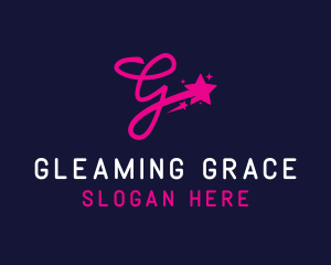 Cursive Letter G Shooting Stars logo design