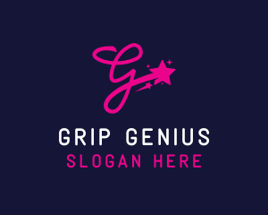 Cursive Letter G Shooting Stars logo design