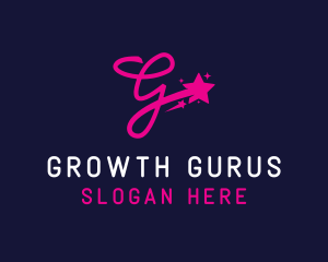 Cursive Letter G Shooting Stars logo design