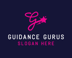 Cursive Letter G Shooting Stars logo design