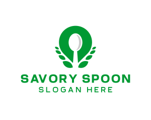 Vegan Restaurant Spoon logo design