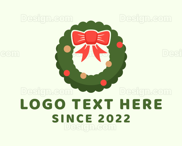 Ribbon Holiday Wreath Logo