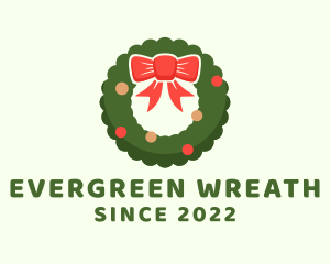 Ribbon Holiday Wreath logo design