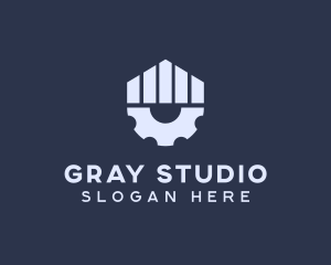 Gray Industrial Cogwheel logo