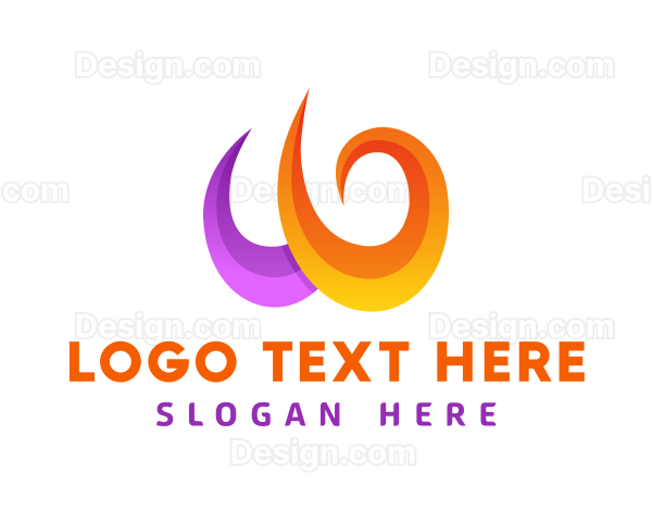 Swirl Wave Business Letter W Logo