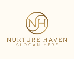 Golden Monogram Letter NH logo design