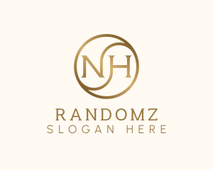Golden Monogram Letter NH logo