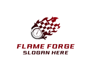 Flaming Racing Flag logo design