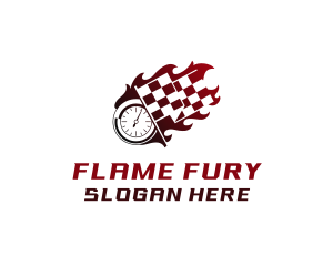 Flaming Racing Flag logo design