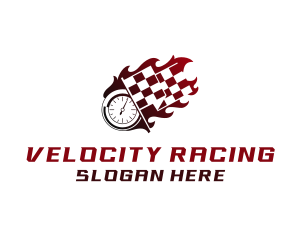 Flaming Racing Flag logo design
