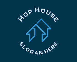 Minimalist Blue House logo design