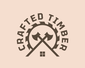 House Axe Saw Carpenter logo design