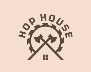 House Axe Saw Carpenter logo design