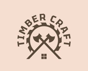 House Axe Saw Carpenter logo design