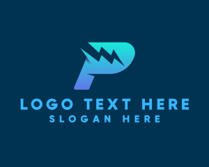 Power Lightning Bolt Letter P logo