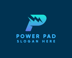 Power Lightning Bolt Letter P logo design