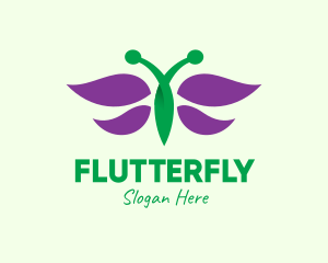 Purple Butterfly Insect logo