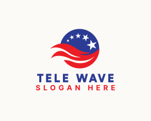 USA Wave Flag logo design