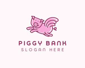 Pig Wings Flying logo design