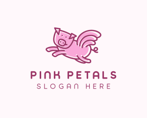 Pig Wings Flying logo design