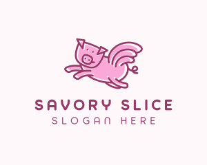 Pig Wings Flying logo design