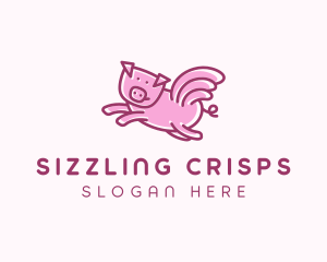 Pig Wings Flying logo design