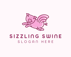 Pig Wings Flying logo design