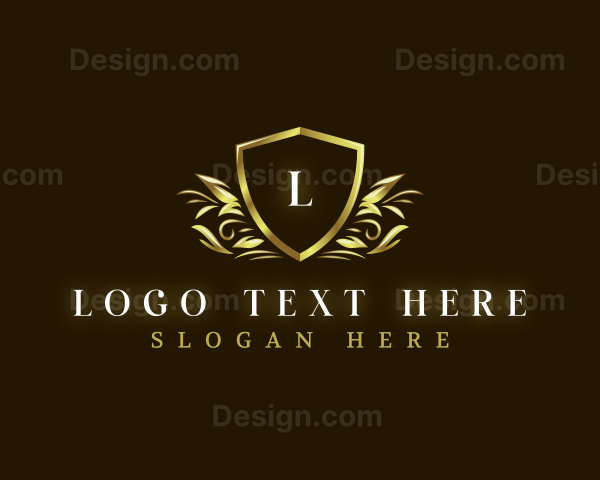 Luxury Leaf Shield Logo