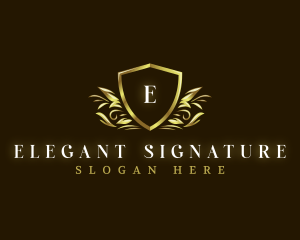 Luxury Leaf Shield logo design