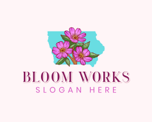 Iowa Rose Flower logo design