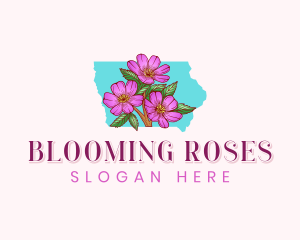 Iowa Rose Flower logo design