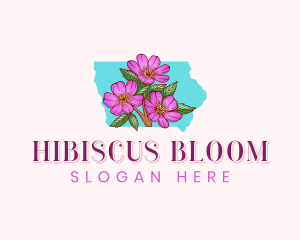 Iowa Rose Flower logo design