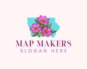 Iowa Rose Flower logo design