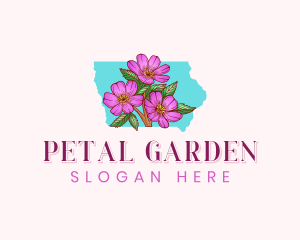 Iowa Rose Flower logo design