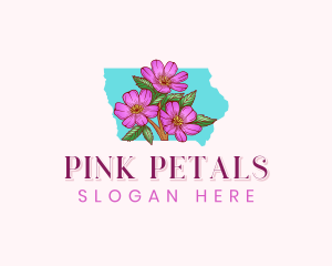 Iowa Rose Flower logo design