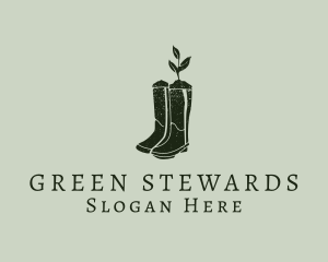 Green Gardening Boots logo design