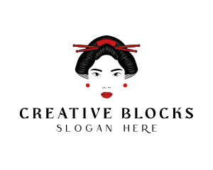 Asian Geisha Woman logo design